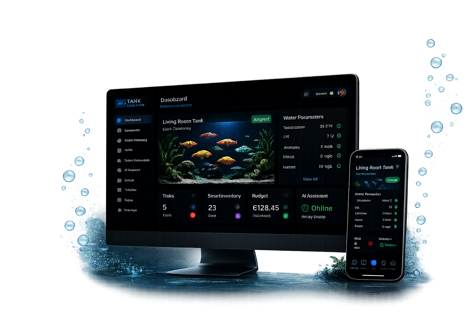 Tank Manager desktop and mobile dashboard